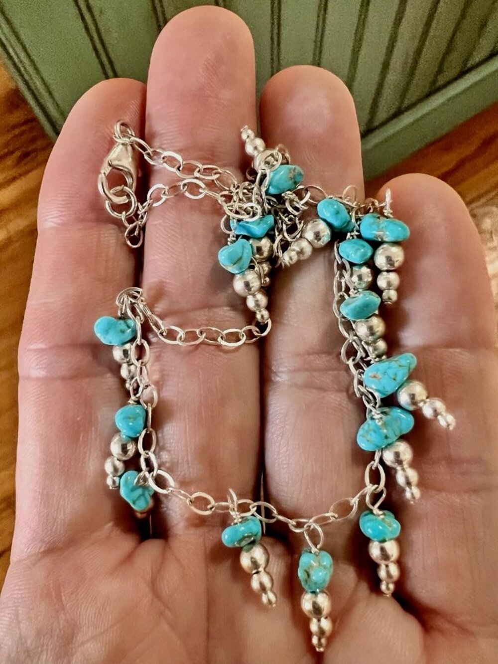 Sundance $228 NEW 18" Natural Turquoise Sterling Silver Beaded Chain Necklace - Picture 9 of 12